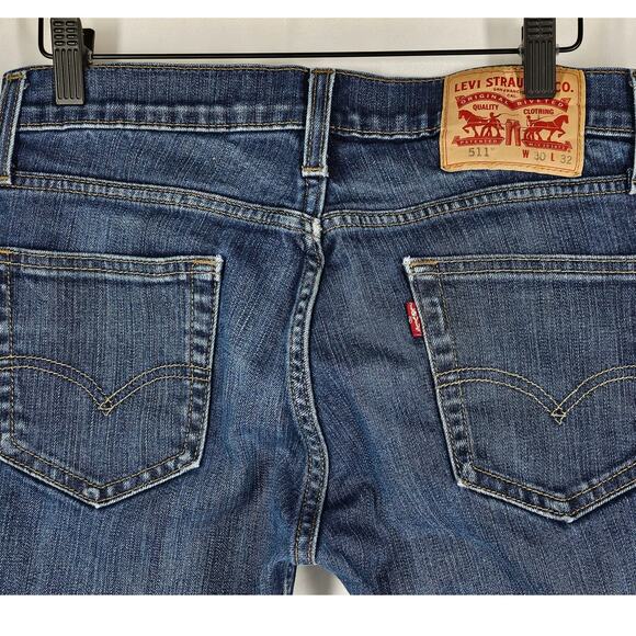 LEVI'S MEN'S 511 SLIM FIT JEANS BLUE DENIM SIZE 30W X 32L - Picture 5 of 12